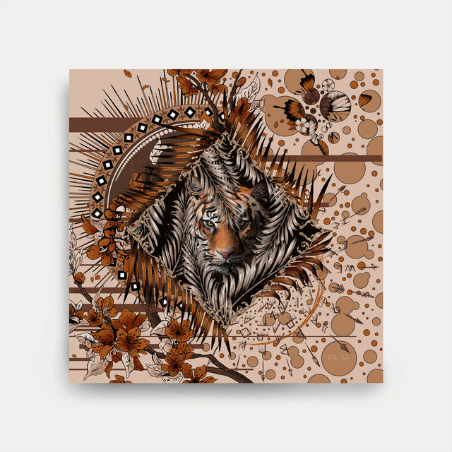 90 Silk Satin Scarf - Modern Tiger