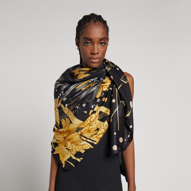 140 Silk Satin Scarf - Modern Tiger