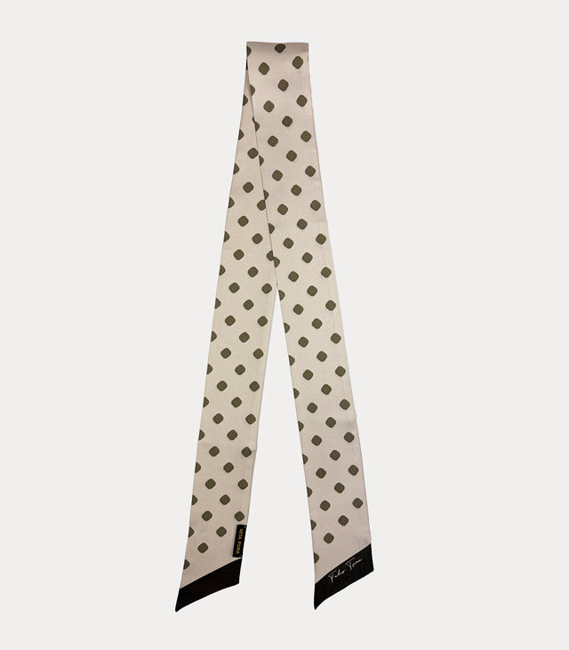 Twilly donna in seta 100% avorio con pois tortora Fabio Toma