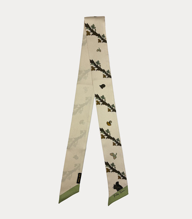 Twilly donna in seta 100% avorio con fantasia bosco Fabio Toma