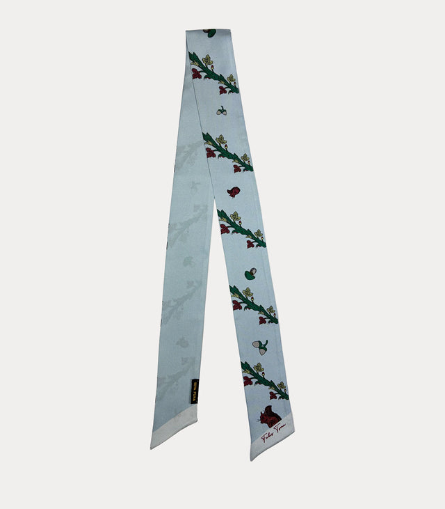 Twilly donna in seta 100% azzurro polvere con fantasia bosco Fabio Toma