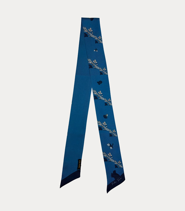 Twilly donna in seta 100% blu con fantasia bosco Fabio Toma