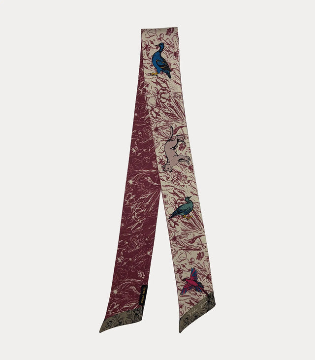 Twilly donna in seta 100% bordeaux e avorio con fantasia cacciagione inglese Fabio Toma