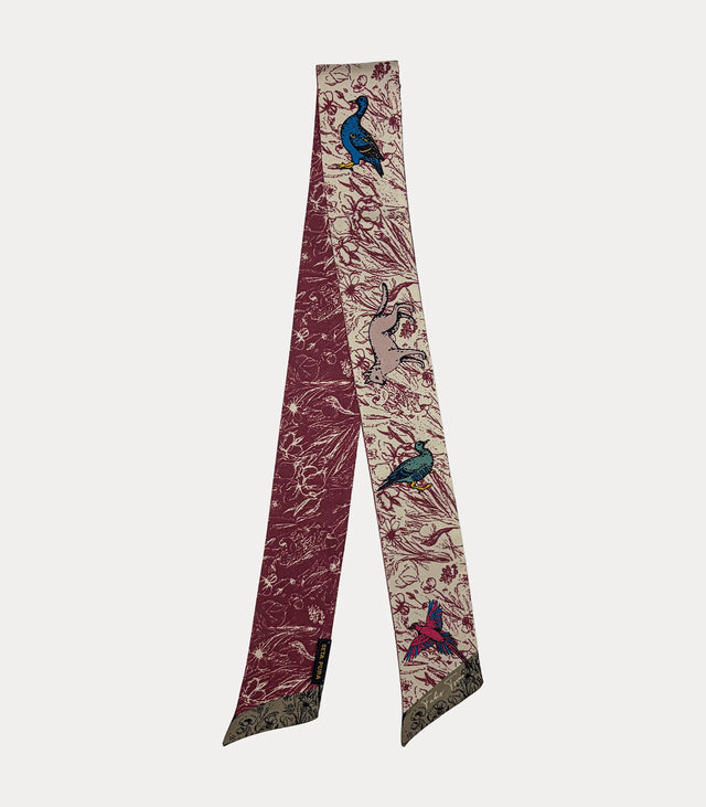 Twilly donna in seta 100% bordeaux e avorio con fantasia cacciagione inglese Fabio Toma