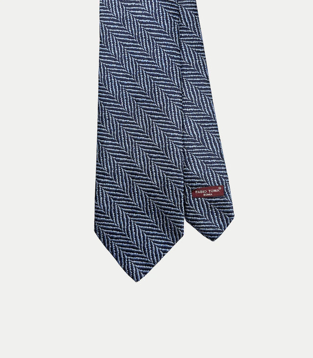 Cravatta blu in seta con motivo chevron