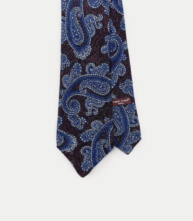 Cravatta bordeaux in lana con fantasia paisley

