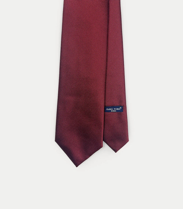 Cravatta bordeaux scuro in seta con texture diamantina
