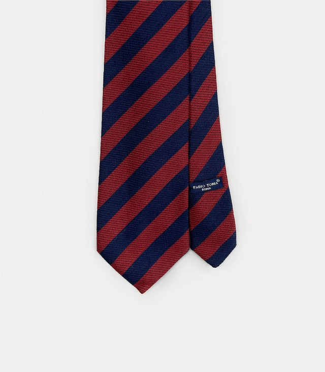 Cravatta regimental bordeaux e blu in lana e seta