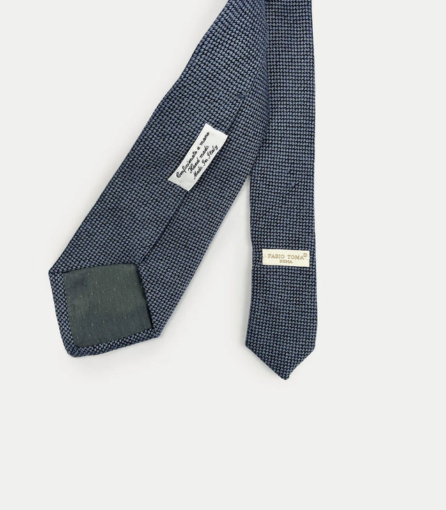 Retro cravatta blu in cashmere con texture
