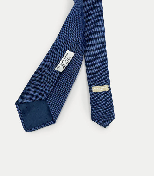 Retro cravatta blu in cashmere con texture