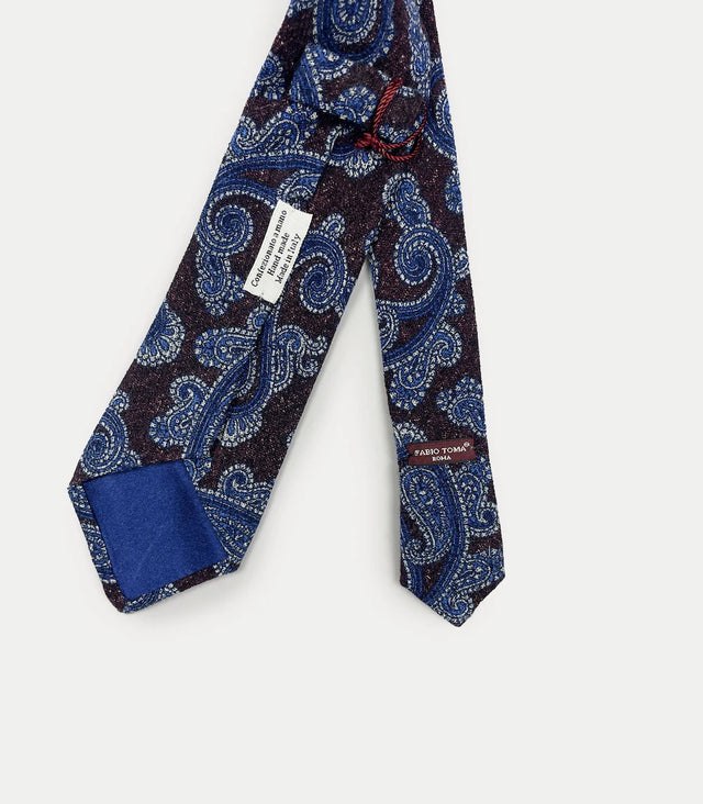 Retro cravatta bordeaux in lana con fantasia paisley