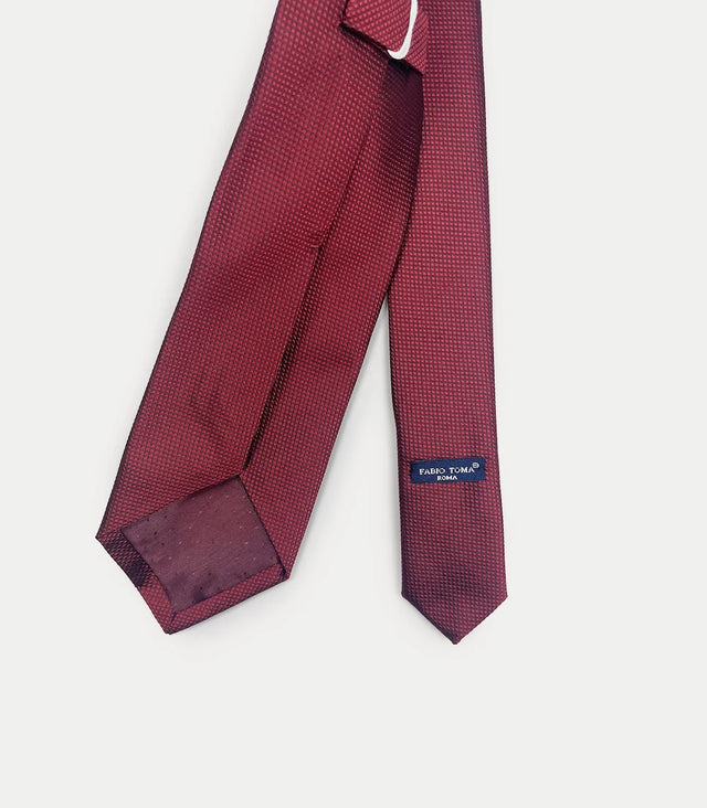Retro cravatta bordeaux scuro in seta con texture diamantina