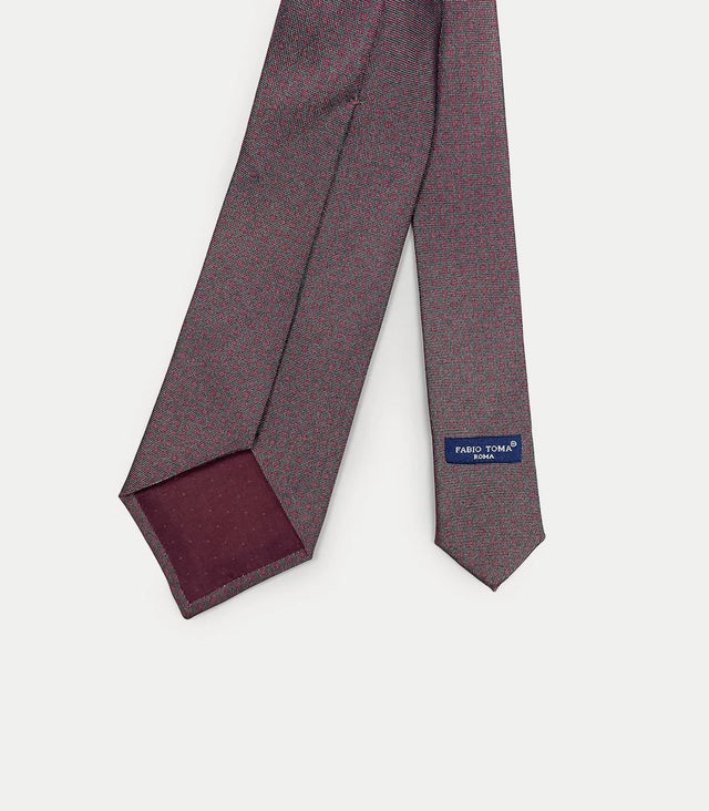 Retro cravatta grigio scuro in seta con disegno geometrico