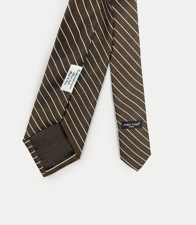 Retro cravatta marrone in seta a righe