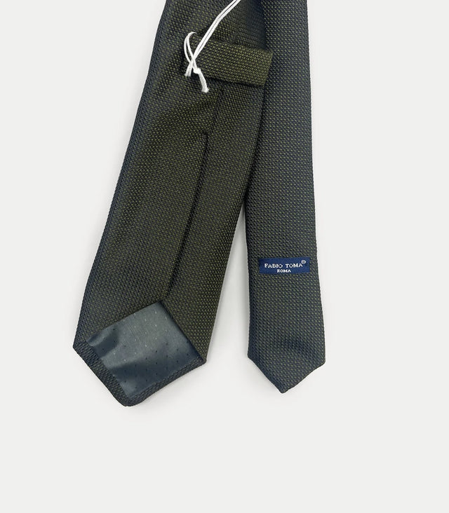 Retro cravatta verde in seta diamantina con pattern a puntini