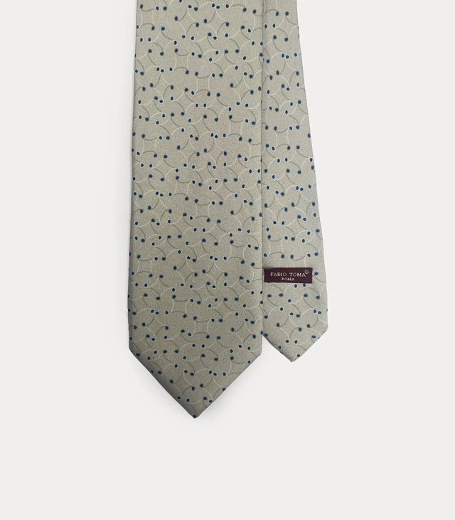 Cravatta in Seta Grigia con Micro Disegno
