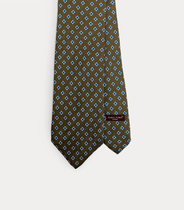 Cravatta in Seta Grigio Tortora con Micro Geometrico